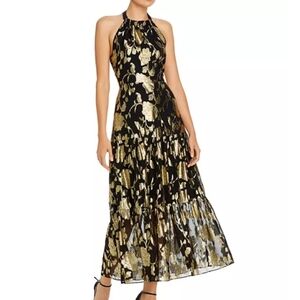 Milly Black and Gold Floral Maxi Dress
